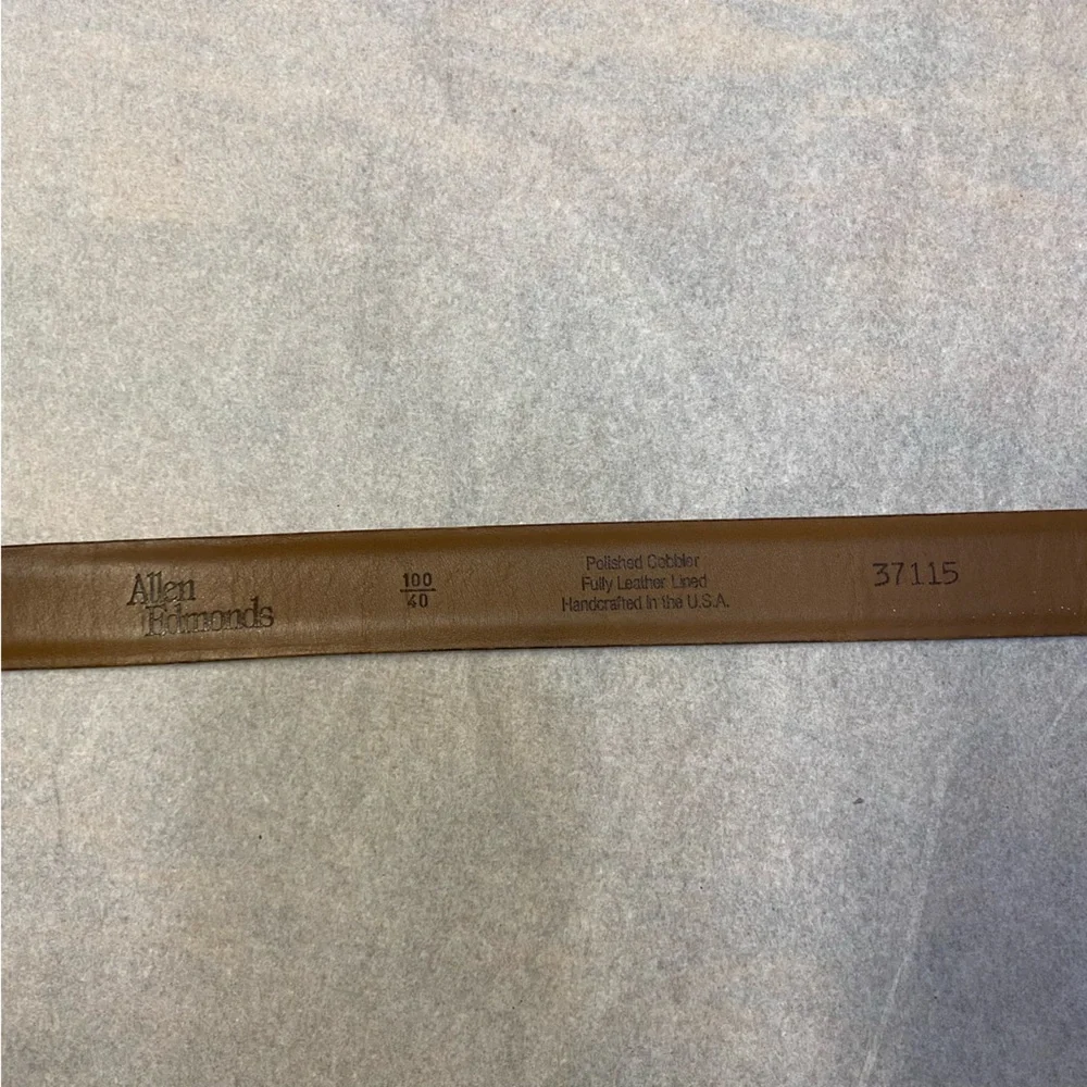 Allen Edmonds Men’s Belt Size 40 Leather Handcrafted USA Brown Brass Buckle